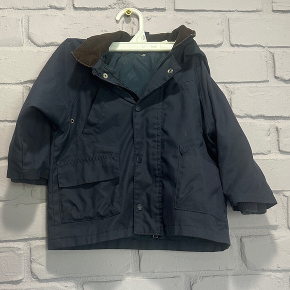 GAP Dark Blue Kids Raincoat with Brown Collar - Picture 5 of 5
